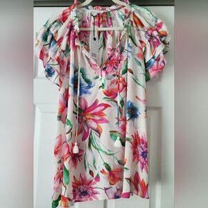 Rose & Olive White and Pink Ruffled Blouse